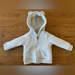 CARTER’S Quilted Sherpa Lined Hoodie Jacket with Ears, Heather Grey, Size 12M